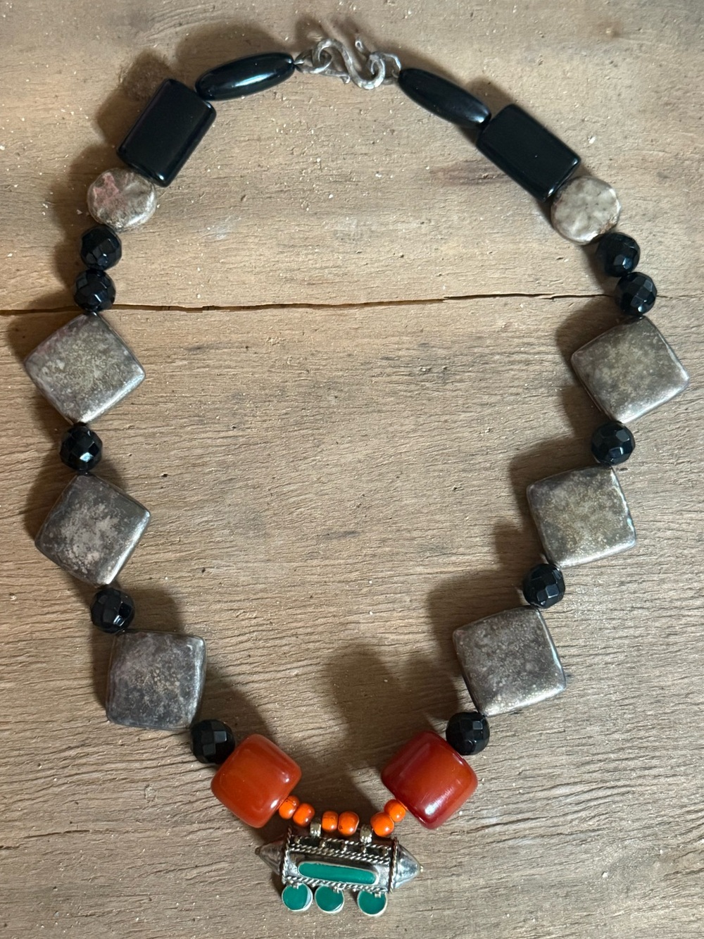 Vintage Moroccan Berber Tribal Statement Necklace - Non-Magnetic Coin Silver